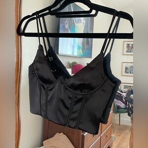 White Fox Black Corset Top